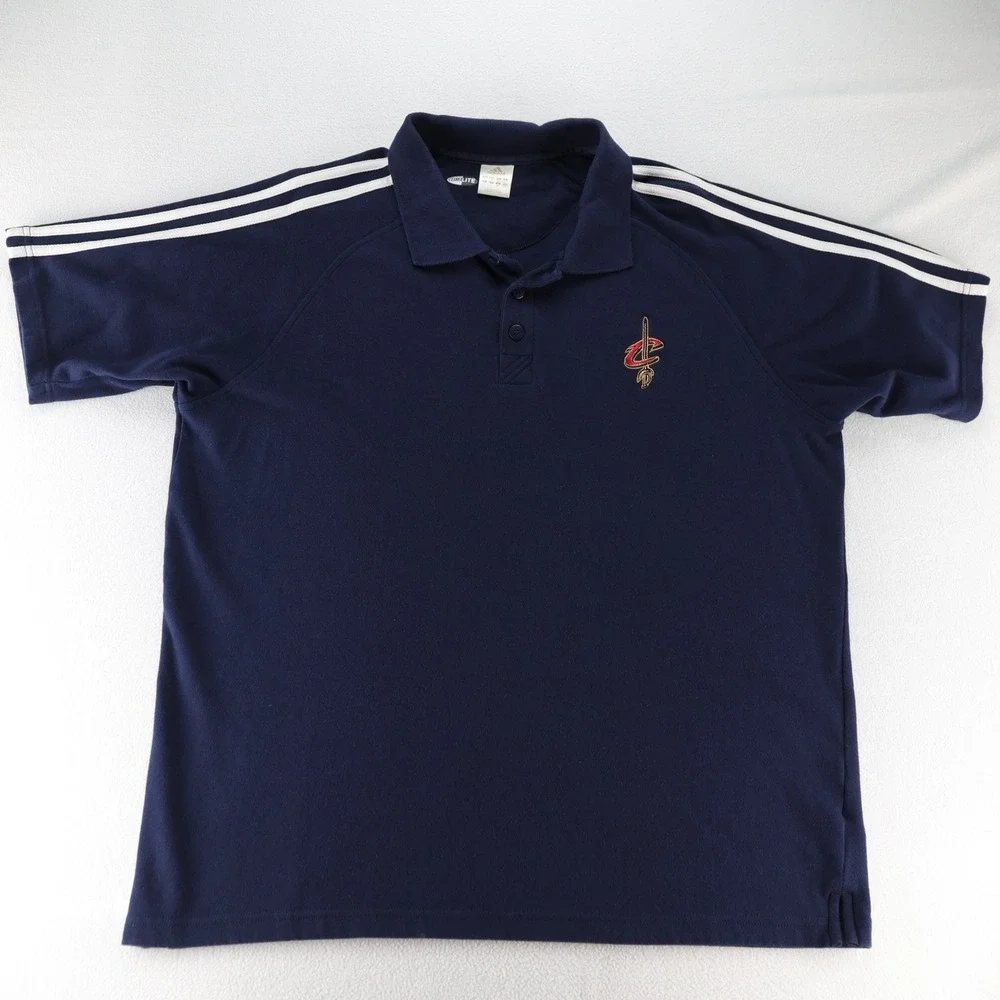 Adidas Mens Cleveland Cavaliers Climalite Polo Shirt Trifoil Navy Blue Large NBA